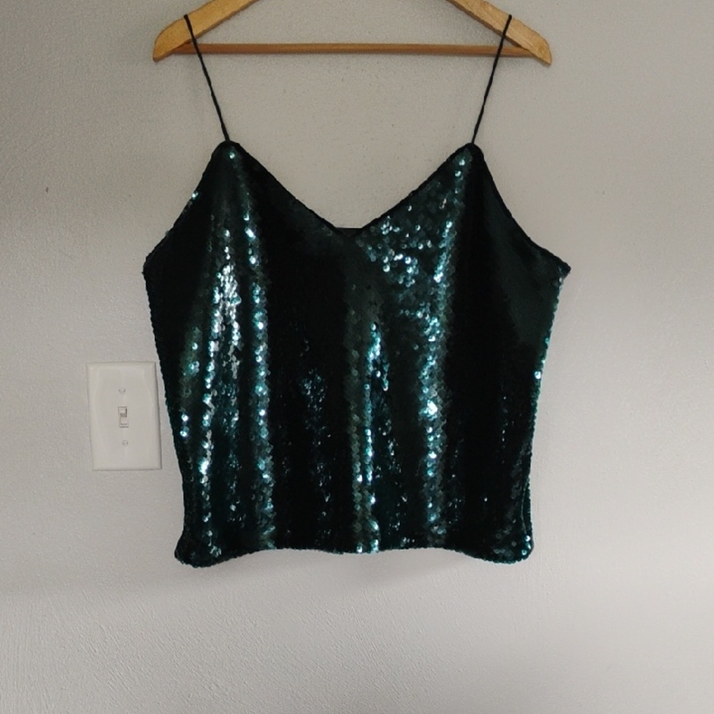 Express Green Sequin Crop Camisole